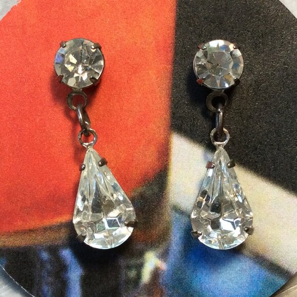 80s Rhinestone Earrings Channel  your Material Girl Vibe #80sSparkle #RetroGlam - Picture 1 of 3